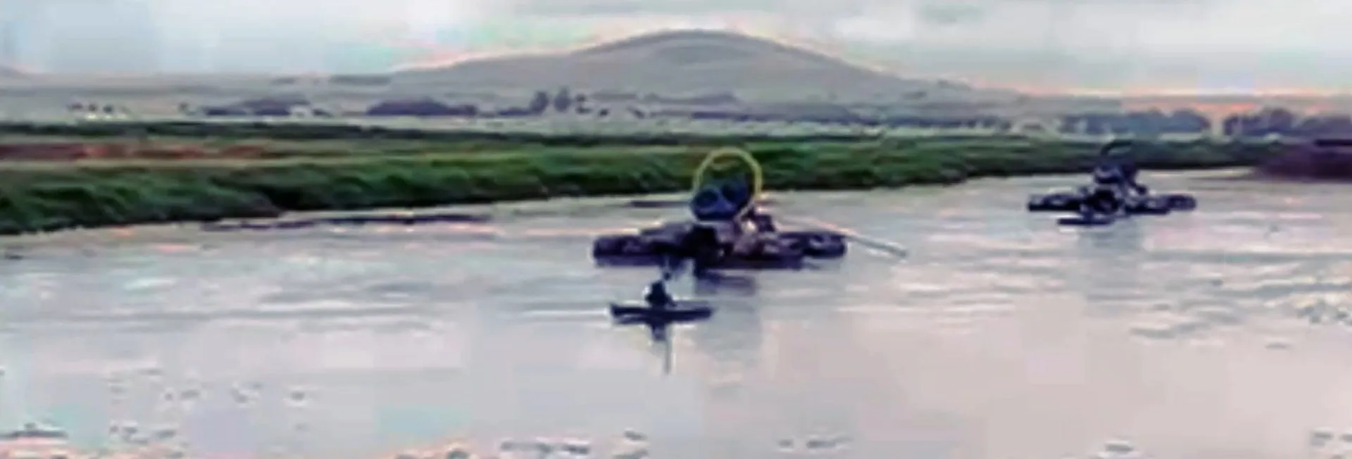 Two Axbold Guardian units deployed together on a broad river channel